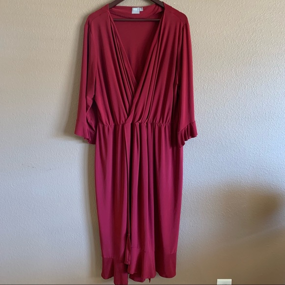 ASOS Curve Wrap Front Midi Dress With Frill Detail Size 20 - Picture 1 of 10